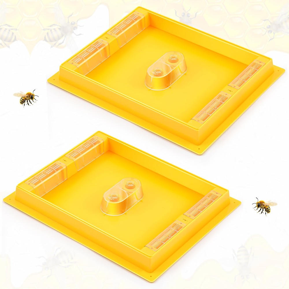 2 Pack 10 Frame Bee Top Feeder, Assembled Plastic Beehive Langstroth Candy Bo...