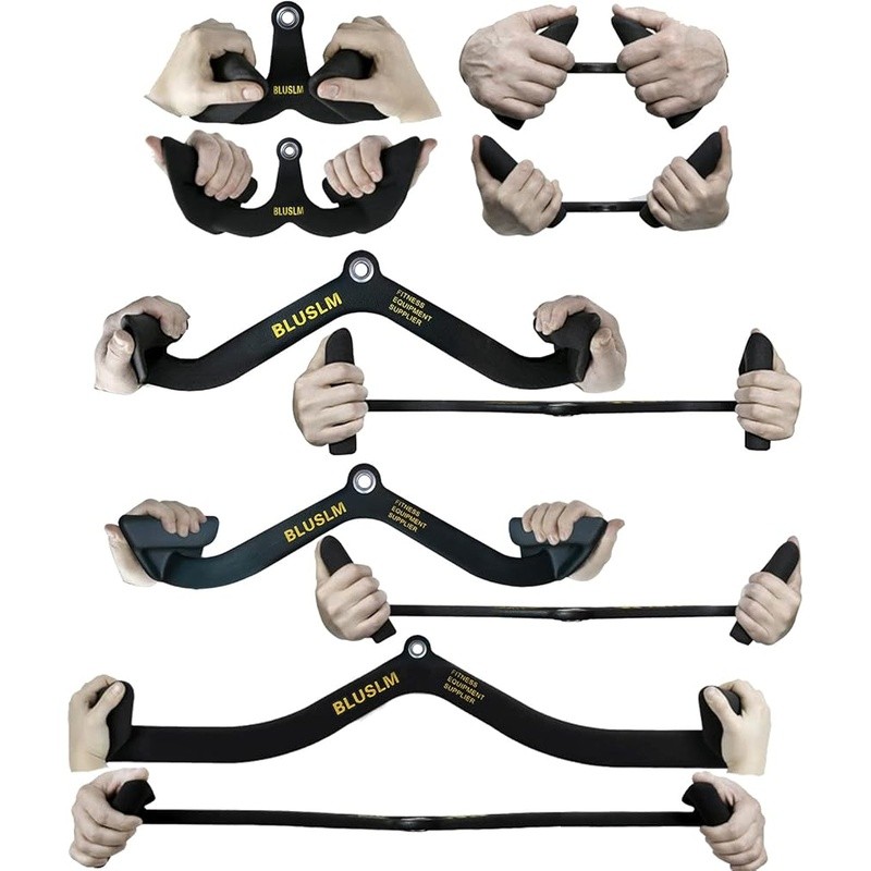 Heavy Duty LAT Pulldown Bar Ergonomic Grip Durable Cable Attachment Back Workout