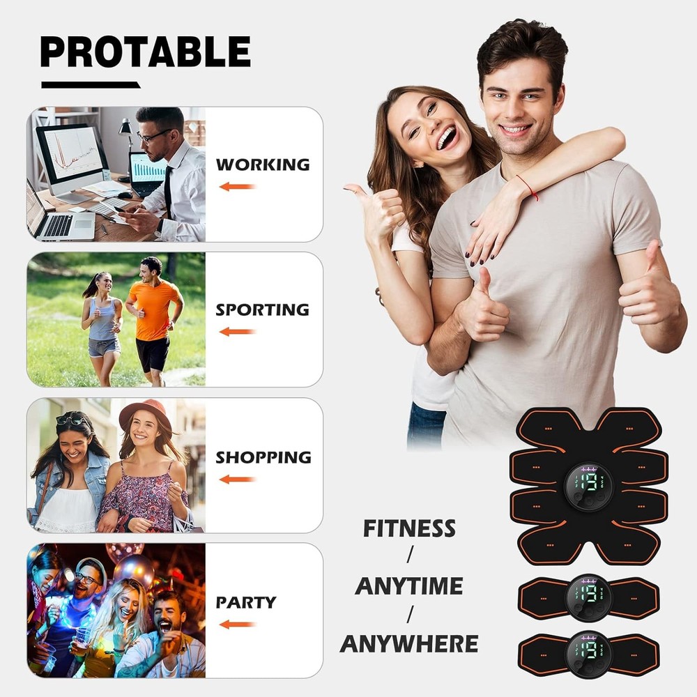 ABS Stimulator Workout Equipment, Ab Machine USB Rechargeable Gear for...