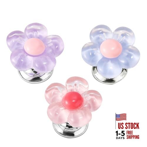 3pcs Car Push Start Button Cover, 3 Colors Flower Starter Covers Engine