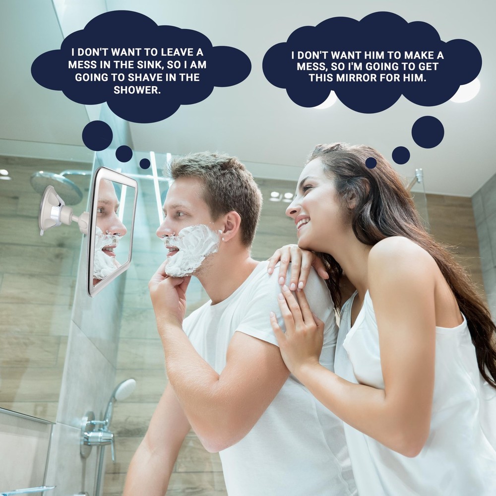 Fogless Shower Mirror for Shaving with Suction Cup, 6.3" Magnifying
