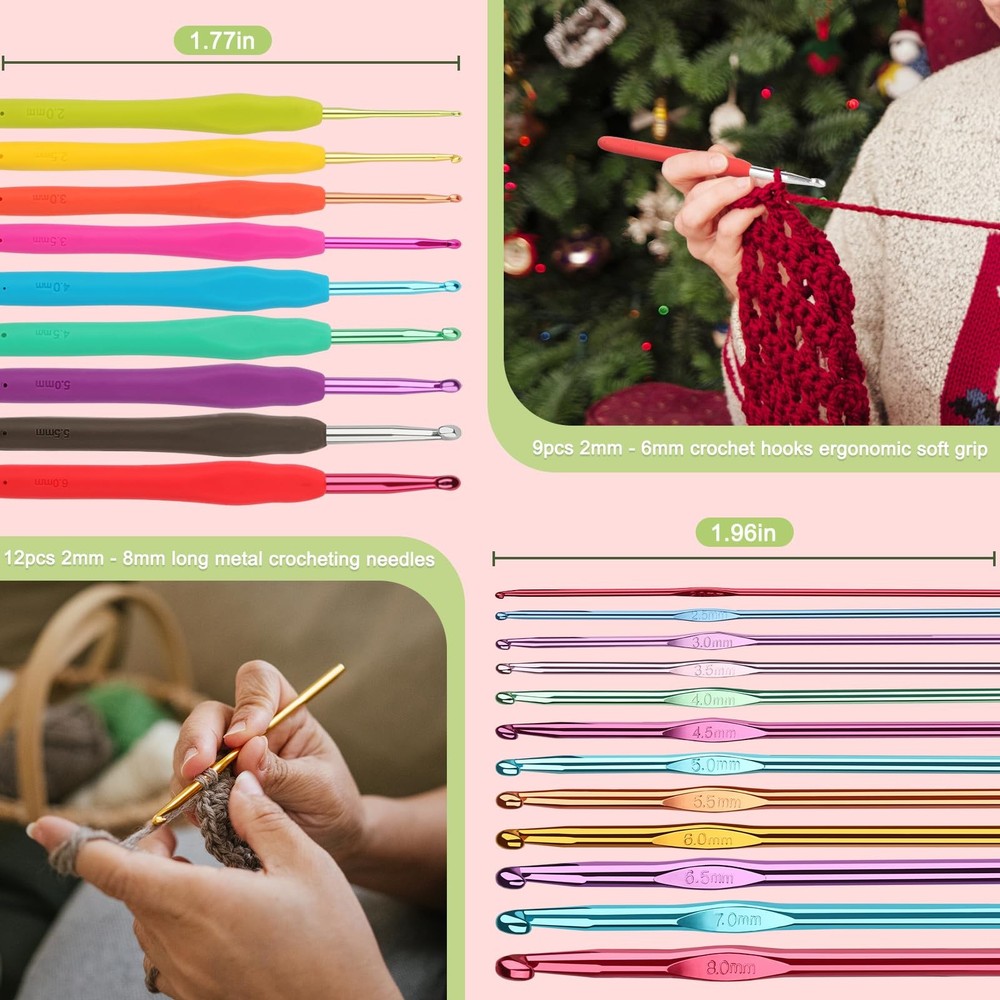 Katech 85 pcs Crochet Hooks Kit Knitting Accessories with Crochet Case, Small...