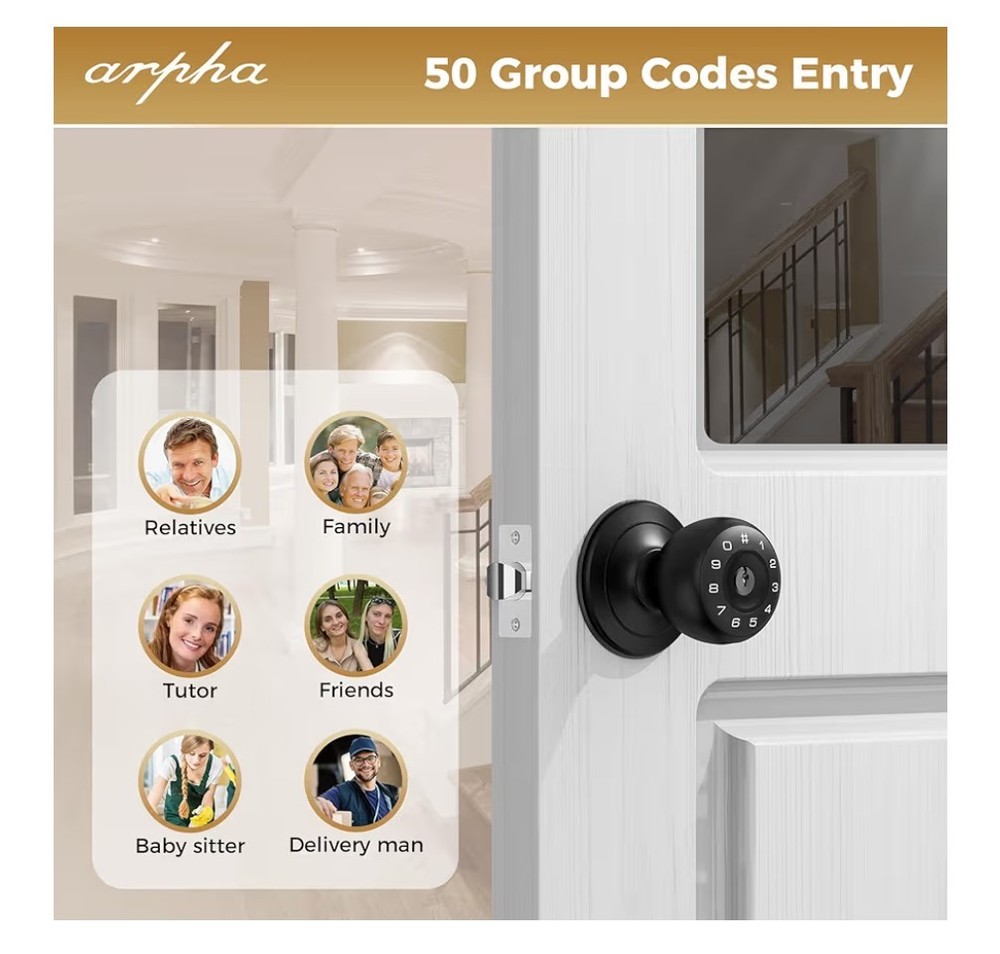 Arpha D160 Keyless Entry Door Lock with App Control One-Time Code Anti-Peeping