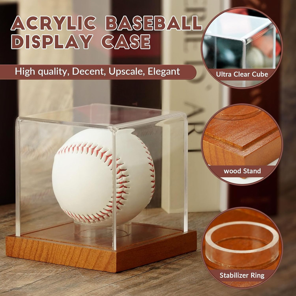 Jersey Frame & Baseball Display Case, Clear Acrylic Shadow Box with UV Protectio