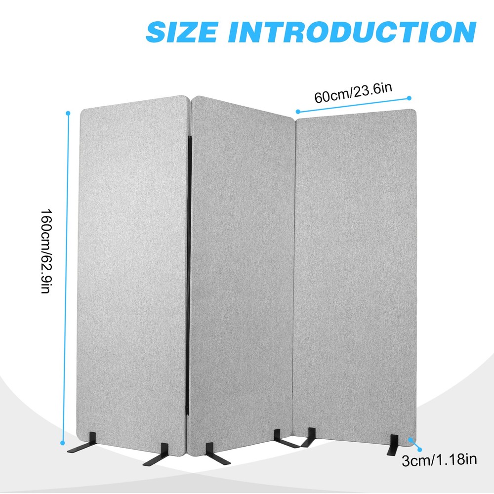 3 Panel Soundproof Privacy Panels Folding Room Divider for Dorm Studio Office