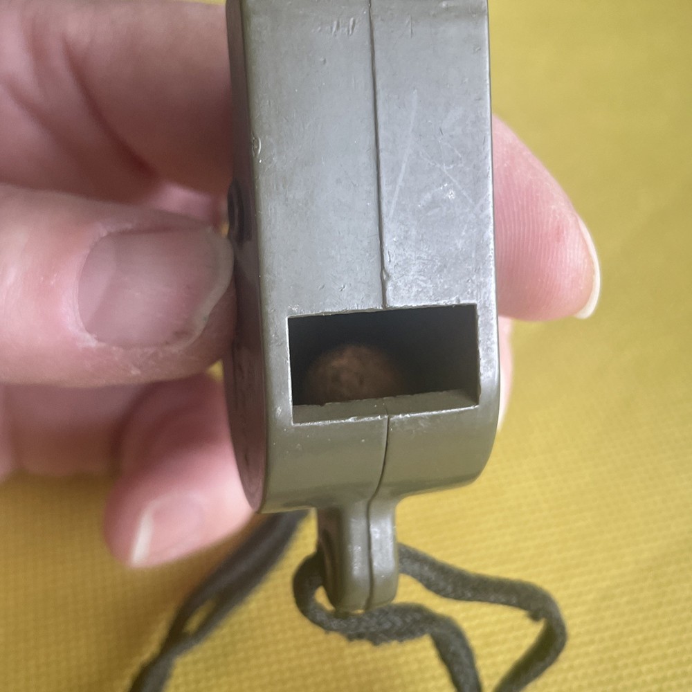 Vintage WW2 U.S. Era OD Green Plastic Whistle Works!