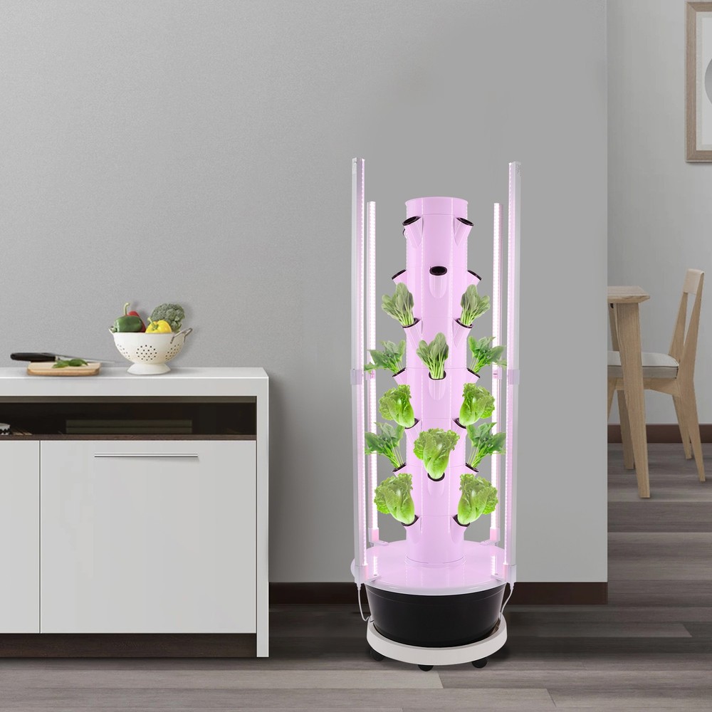 7 Layer 28 Holes Hydroponic System w/Light Vertical Hydroponic Growing Tower Kit