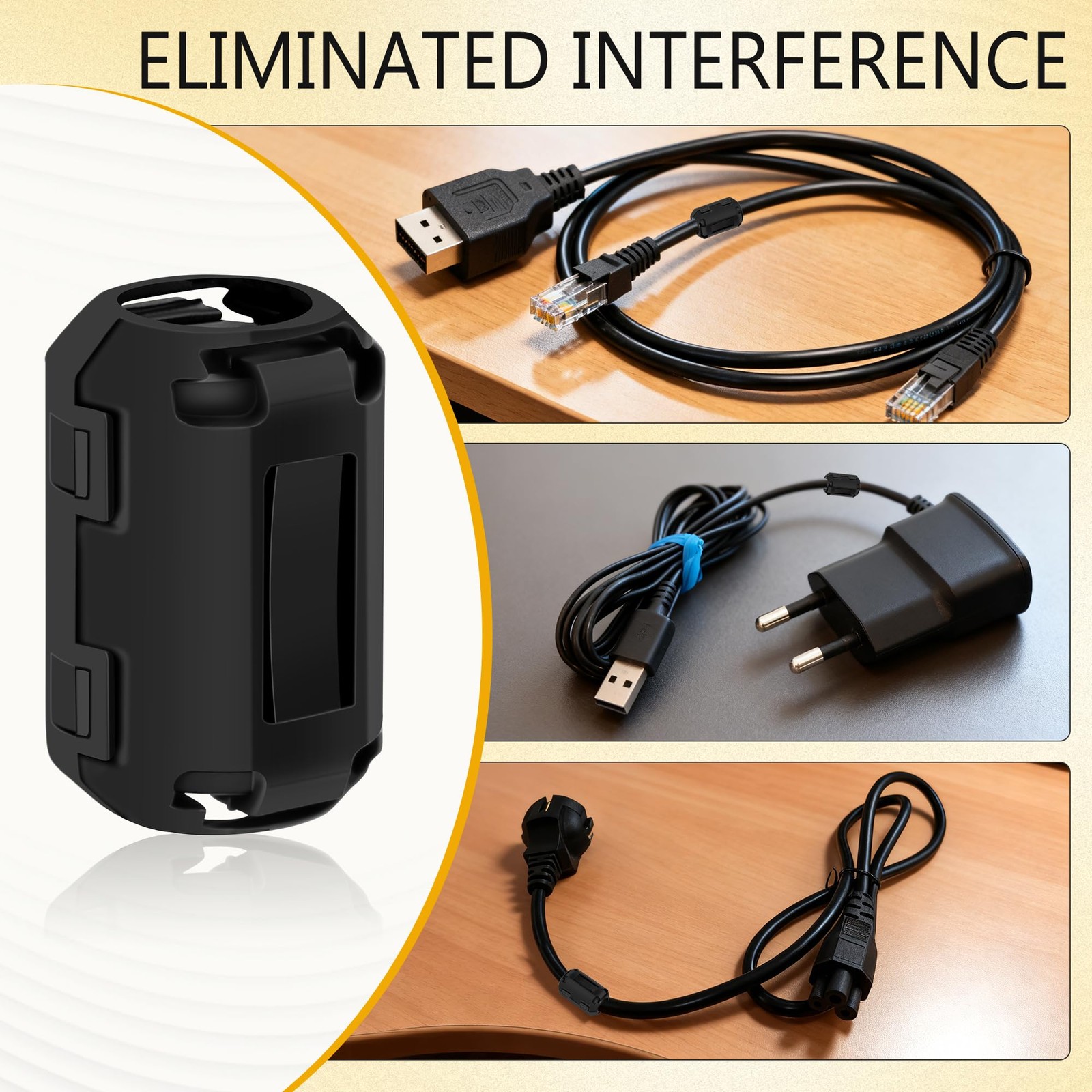 Windspeed 25Pcs Ferrite Chokes Beads Snap on RFI EMI Noise...