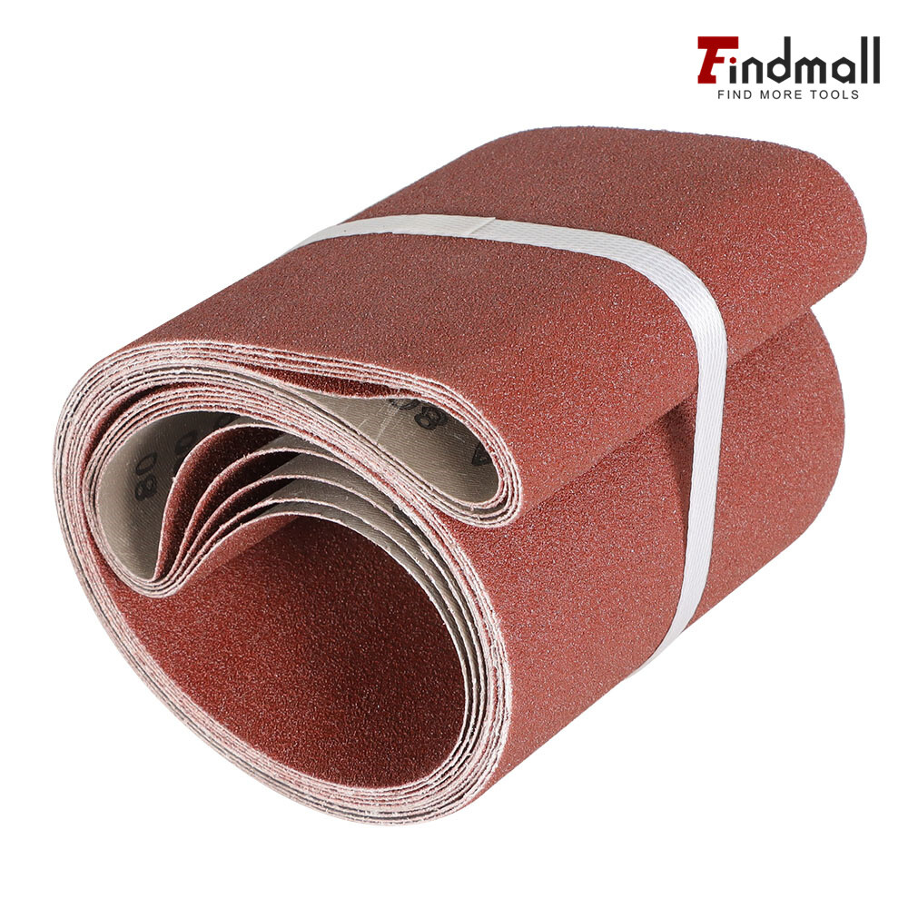 Findmall 5 Pack 6" X 48" 80 Grit Premium Aluminum Sanding Belts