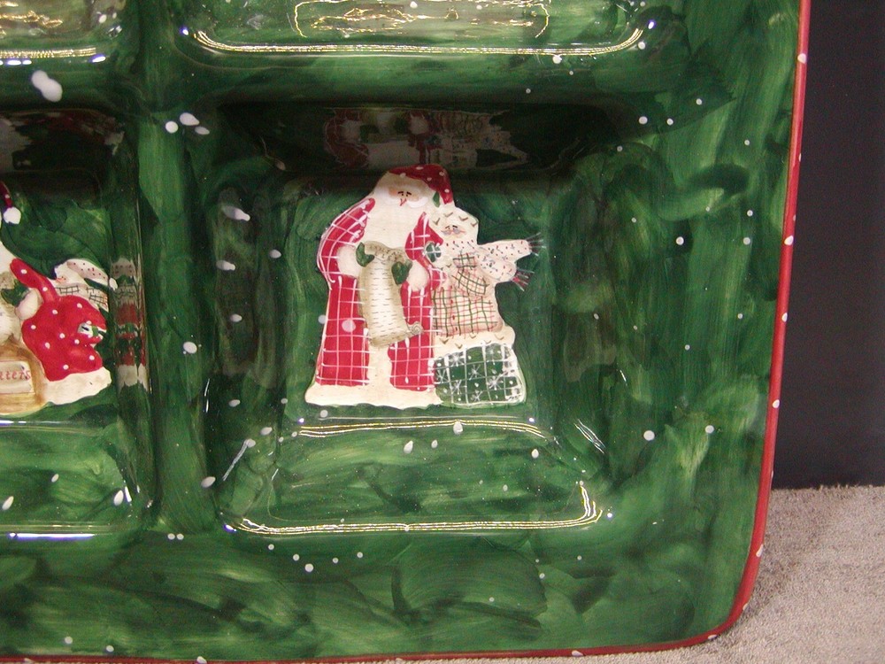 SANTA MATES BY NOBLE EXCELLENCE LARGE DIVIDED 4 SECTION SQUARE TRAY