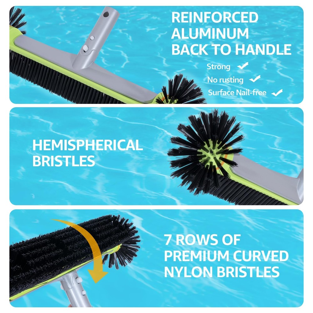 Pool Cleaning Kit Leaf Skimmer Net Fine Mesh Net 17.5in Brush Half-Depth