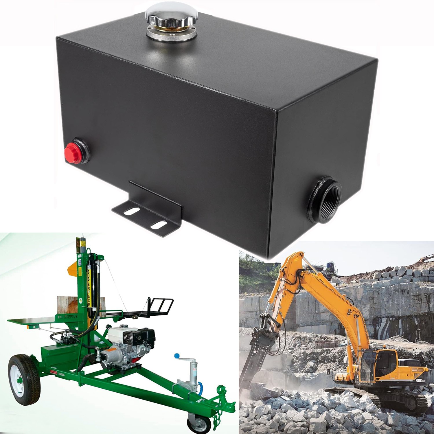 5 Gallon 14 Gauge Hydraulic Fluid Reservoir Tank,Inlet 1-1/2" & Outlet 3/4" FNPT