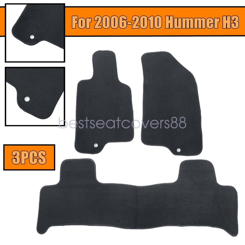 2 Rows Replacement Black Velour Floor Mats Carpet Set For 2006-2010 Hummer H3