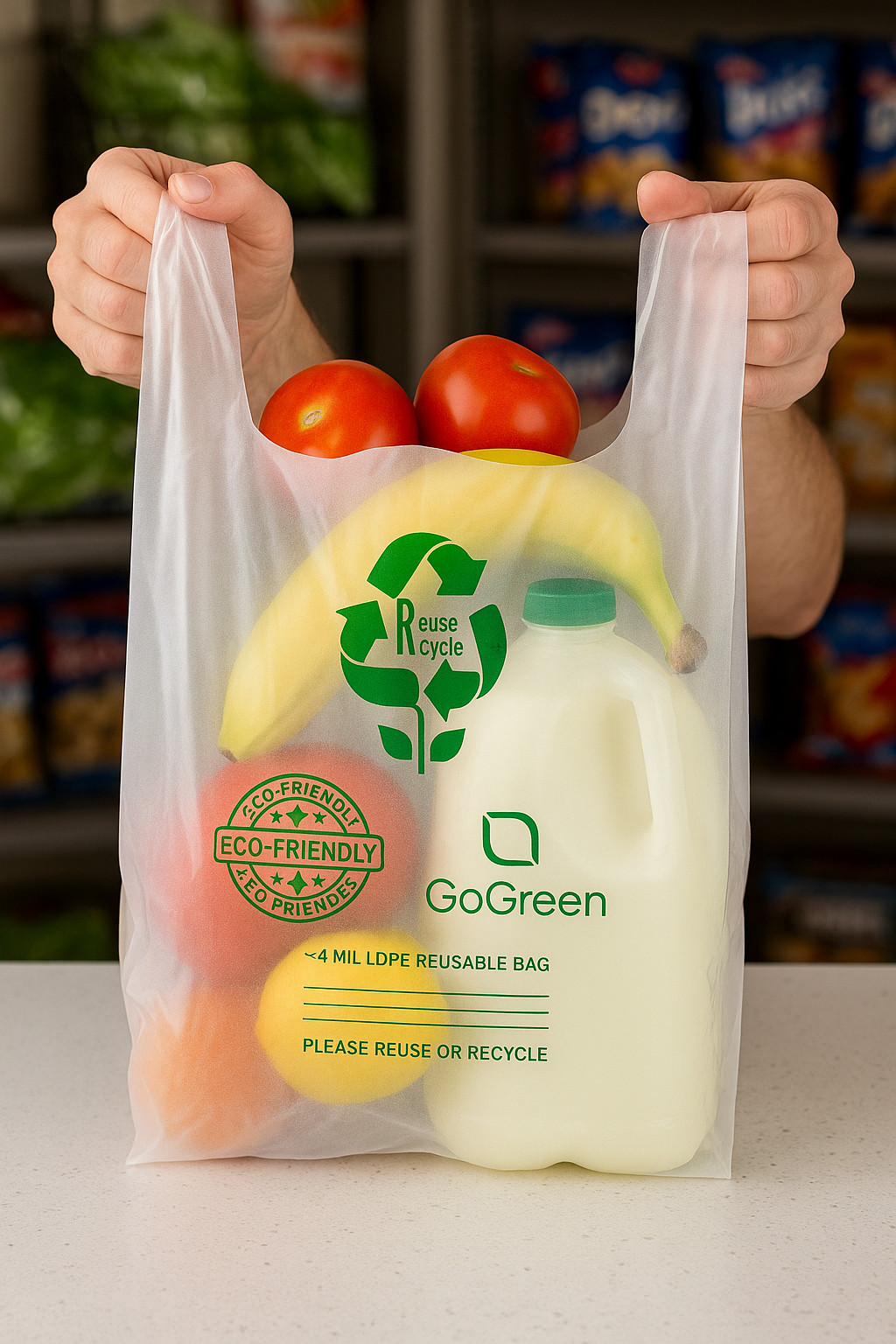 Clear Plastic T-Shirt Grocery Bags 3 Mil Heavy Duty Reusable 1/6 21x6.5x11.5