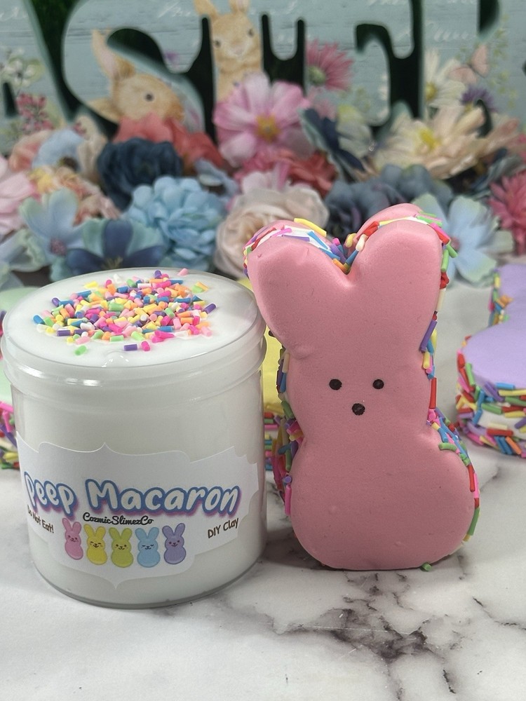 Peep Macaron Thick & Glossy Slime DIY Clay, Easter Theme, Scented, ASMR