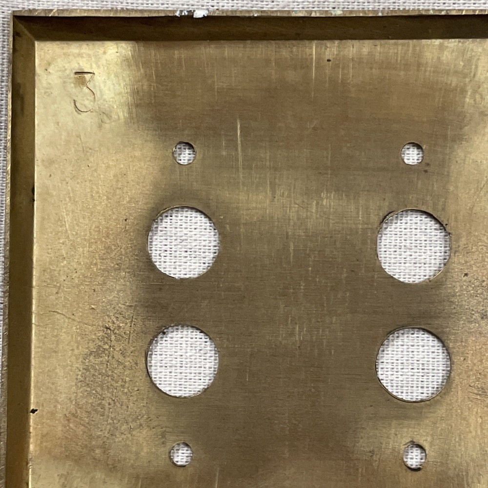 Double Push Button Solid Brass 2 Gang Switch Plate Wall Box Cover Antique Vtg