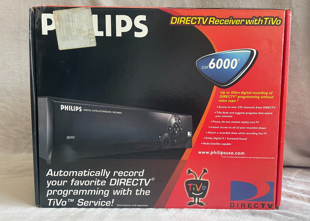 Phillips DIRECTV Receiver With Tivo Model DSR6000 Powers UP
