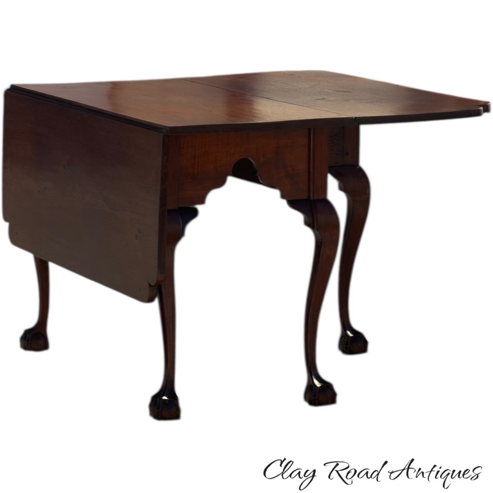 Antique Walnut Chippendale dining table 18th style ball & claw gate leg