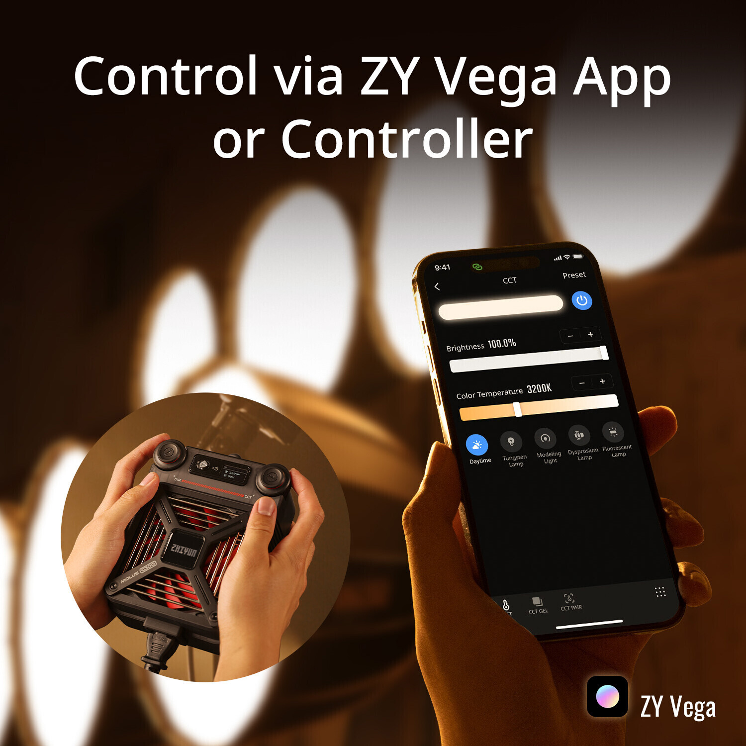 Zhiyun Molus G300 300W Bi-Color LED Video Light Photography Lighting 2700K-6500K