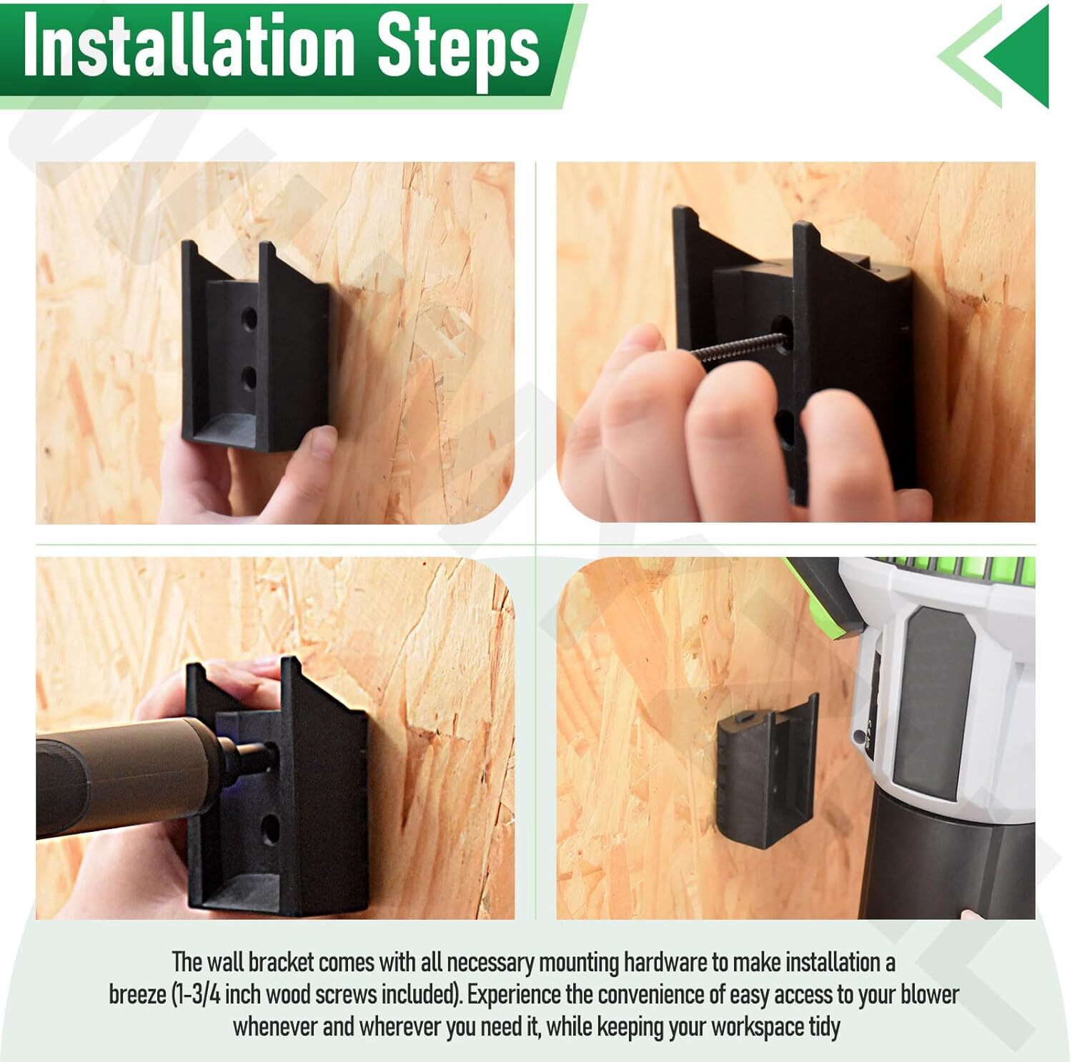 Compact Wall Mount Bracket Fits Organized Fits EGO 765 Fits Leaf Blower Storage