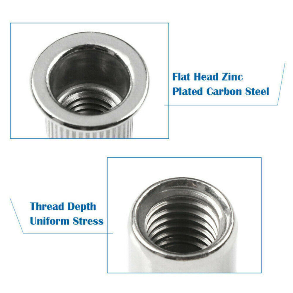 M3-M8 Aluminum Rivet Flat Head Threaded Set Rivet Nuts Blind Nutsert Kit 150PCS