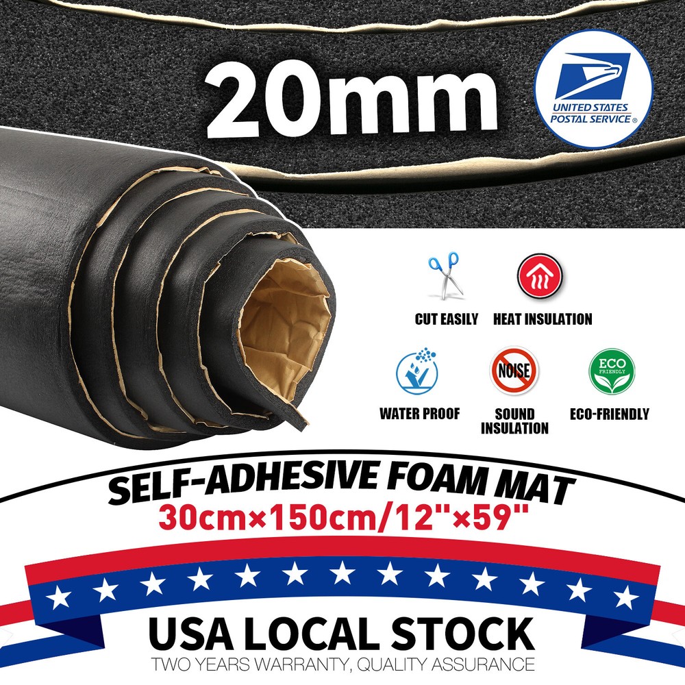 5sqft 20MM Thickness Adhesive Backed Foam Rubber Sheet Padding Insulation Pad