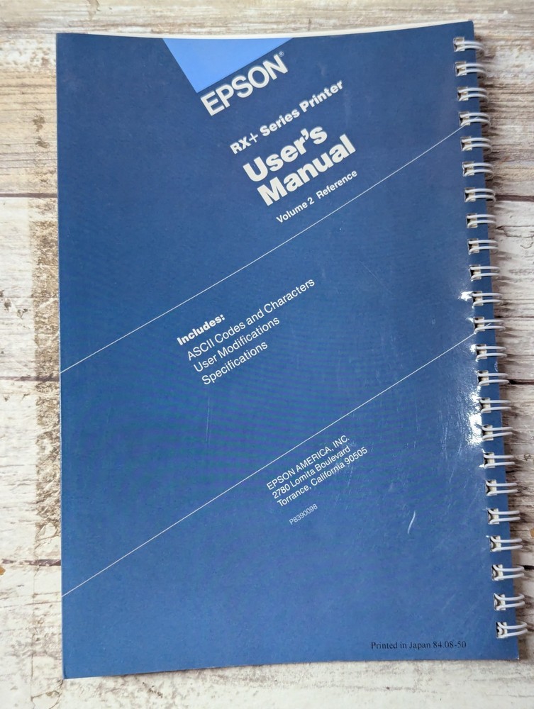 Vintage 1984 EPSON FX+ Series Printer Users Manual Vol 2 Reference