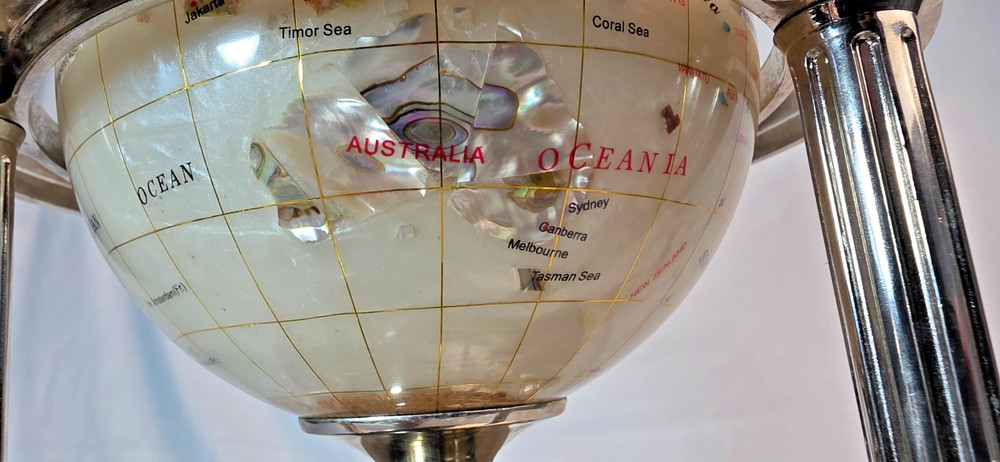 Heavy World Globe With Clock, Hydrometer, Temp & Fragrance Disc.