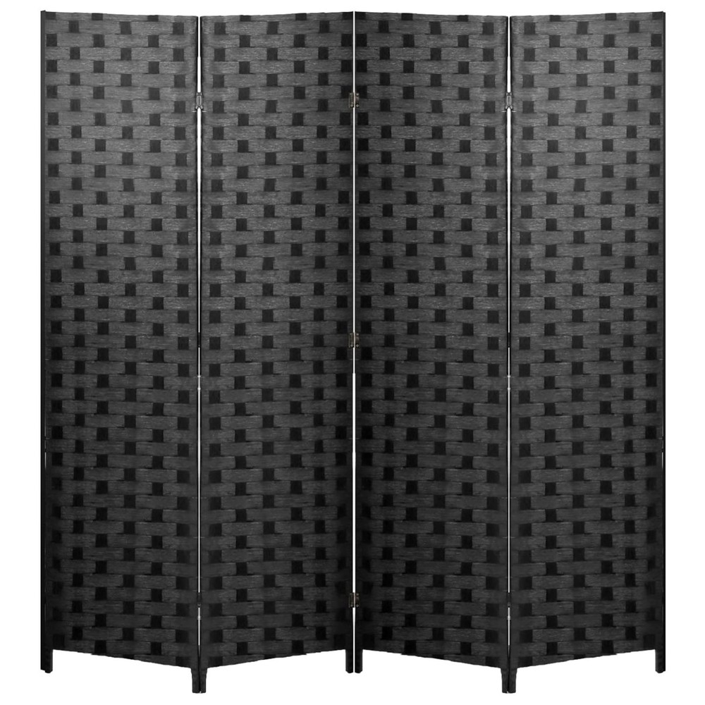 Modern Black Room Divider - 4 Panel Indoor Folding Screen for Versatile Spaces