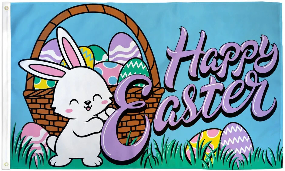 Happy Easter Bunny 3x5ft Poly Flag Easter Holiday Spring Home Flag