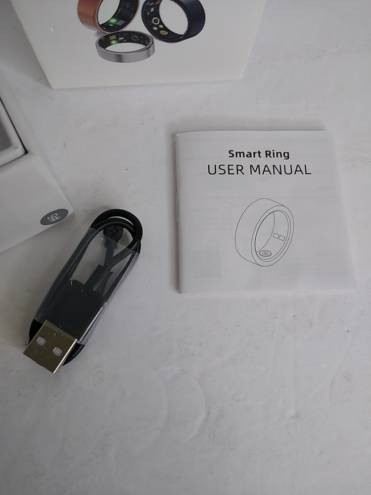 Smart Ring Health Tracker Silver Size 9 OPEN BOX With Charging Cable
