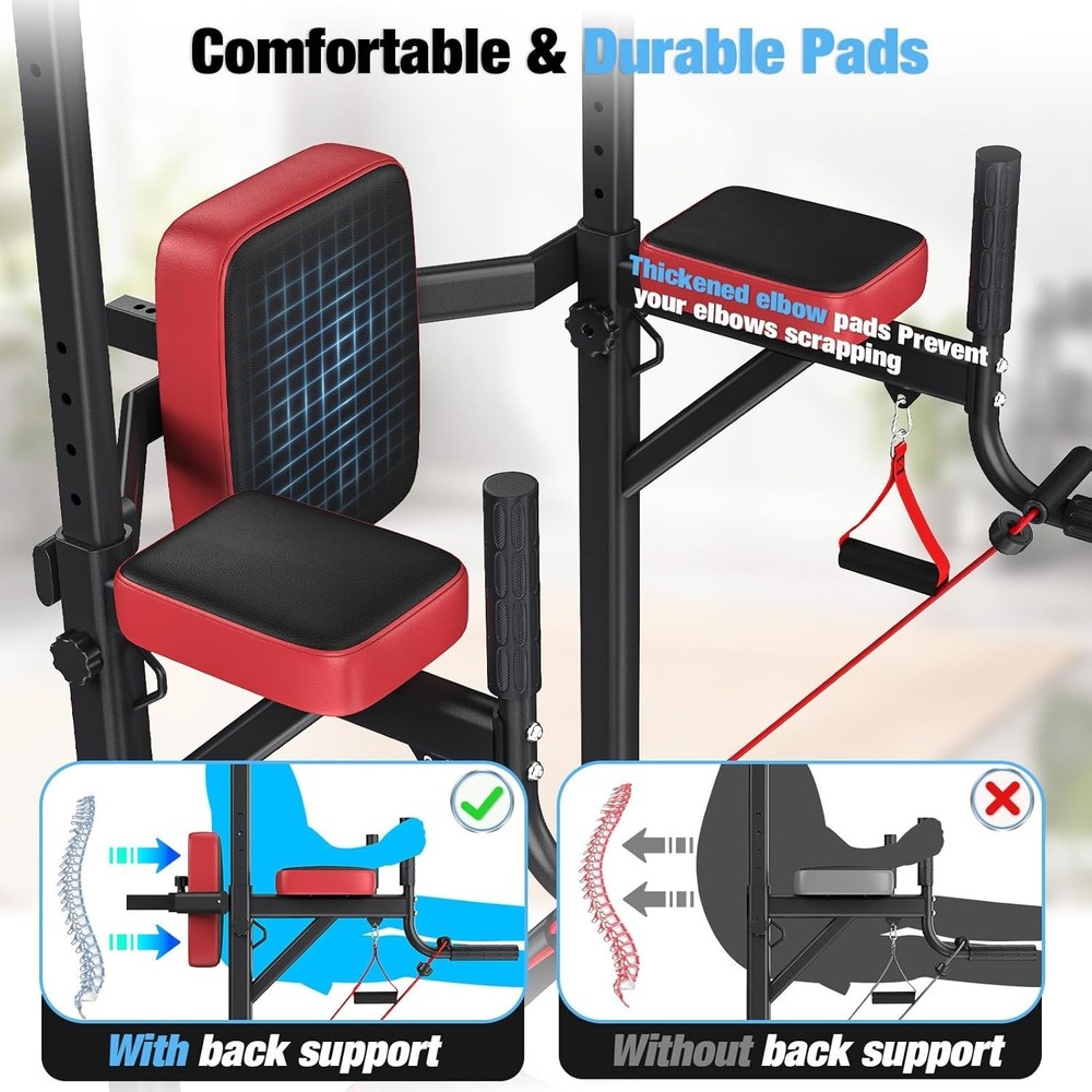 Power Tower Pull Up Bar Dip Station Assistive Trainer Multi-Function Home Gym