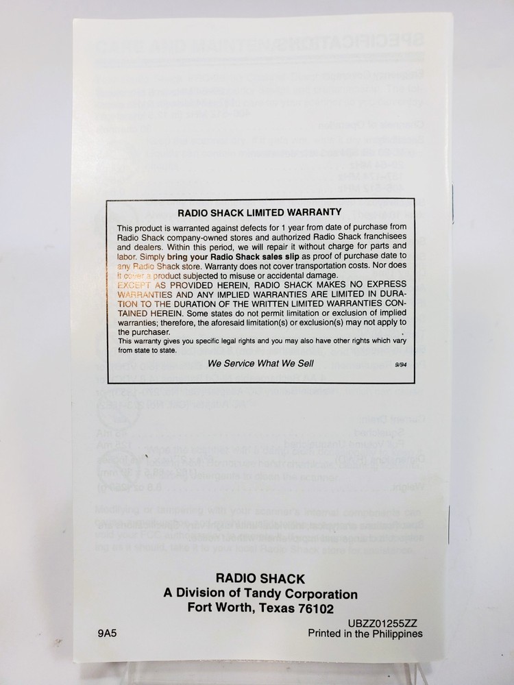 Radio Shack PRO-28 Owner's Manual