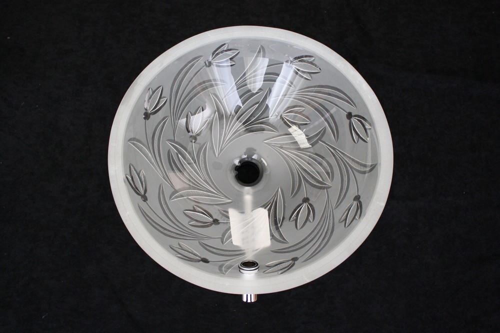 VITRAFORM Large Undermount Sink With Chrome Overflow Hardware Tulip Pattern