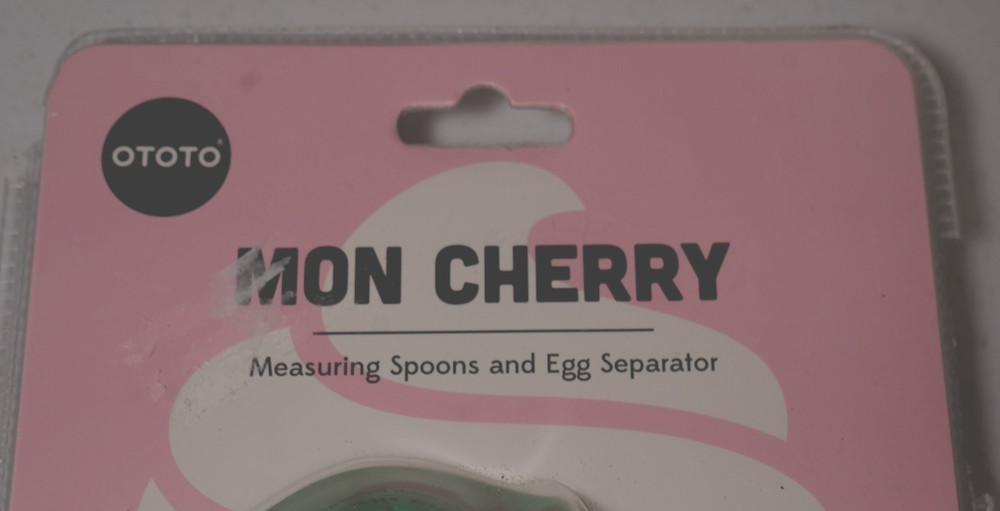 Mon Cherry Measuring Spoons and Egg Separator Set Slightly Damaged Packaging