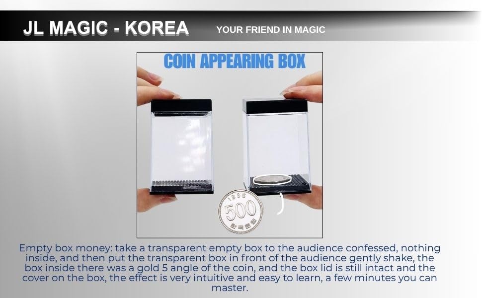 JL Corp. Coin Appearing Box Magic Prop (Reference to Half Standard, Black