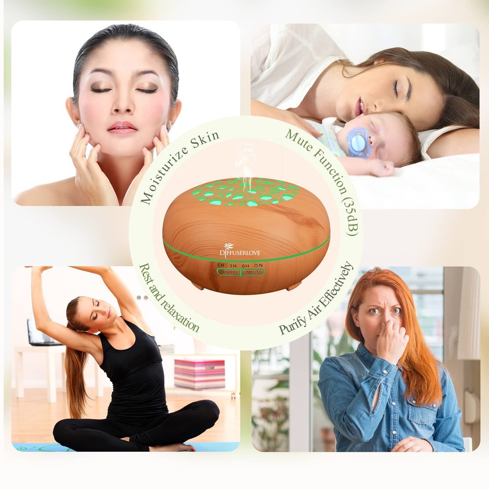 Diffuserlove Essential Oil Diffuser 550ML Remote 8 Piece Set, Yellow