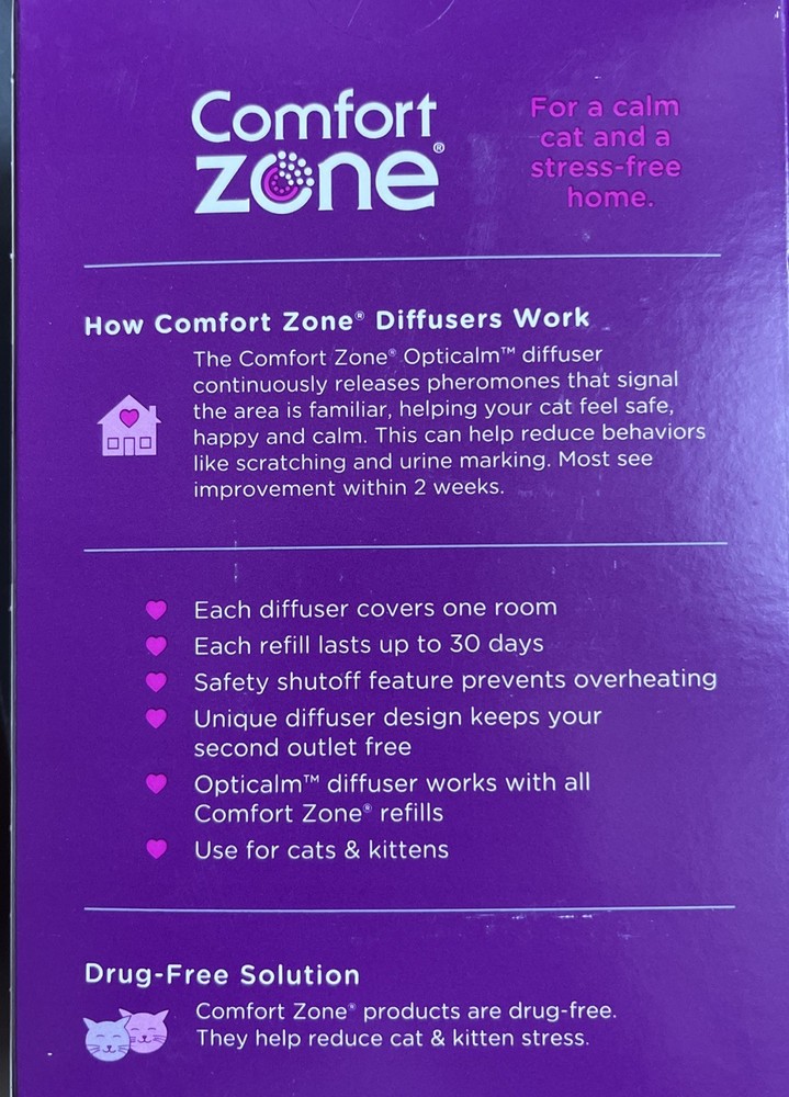 Comfort Zone 1 Diffuser & 2 Refills Multi-Cat Calming Kit Opticalm Diffuser