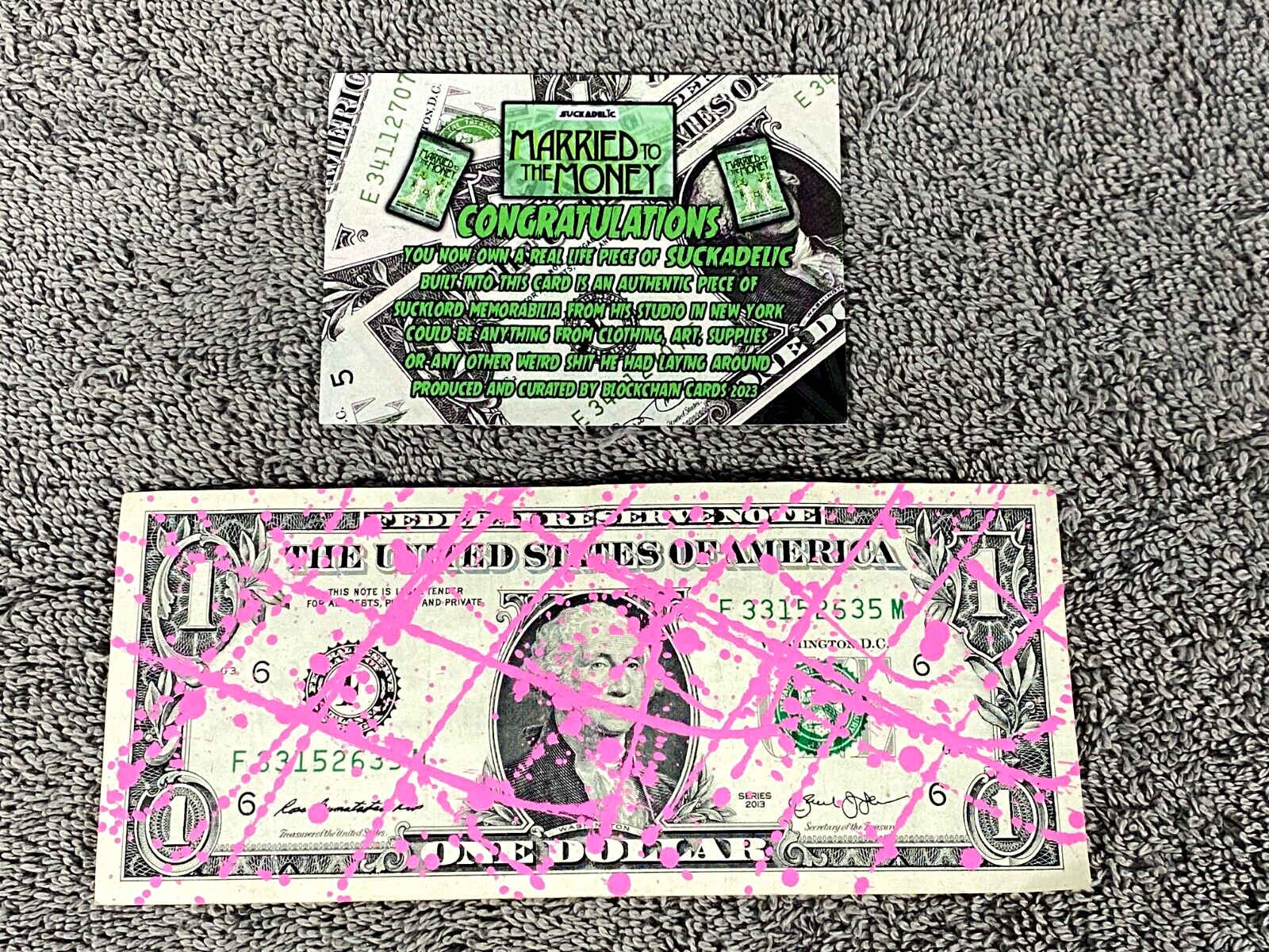 2023 SUCKLORD Suckadelic WAX Blockchain Cards Whole Painted Dollar Bill w COA