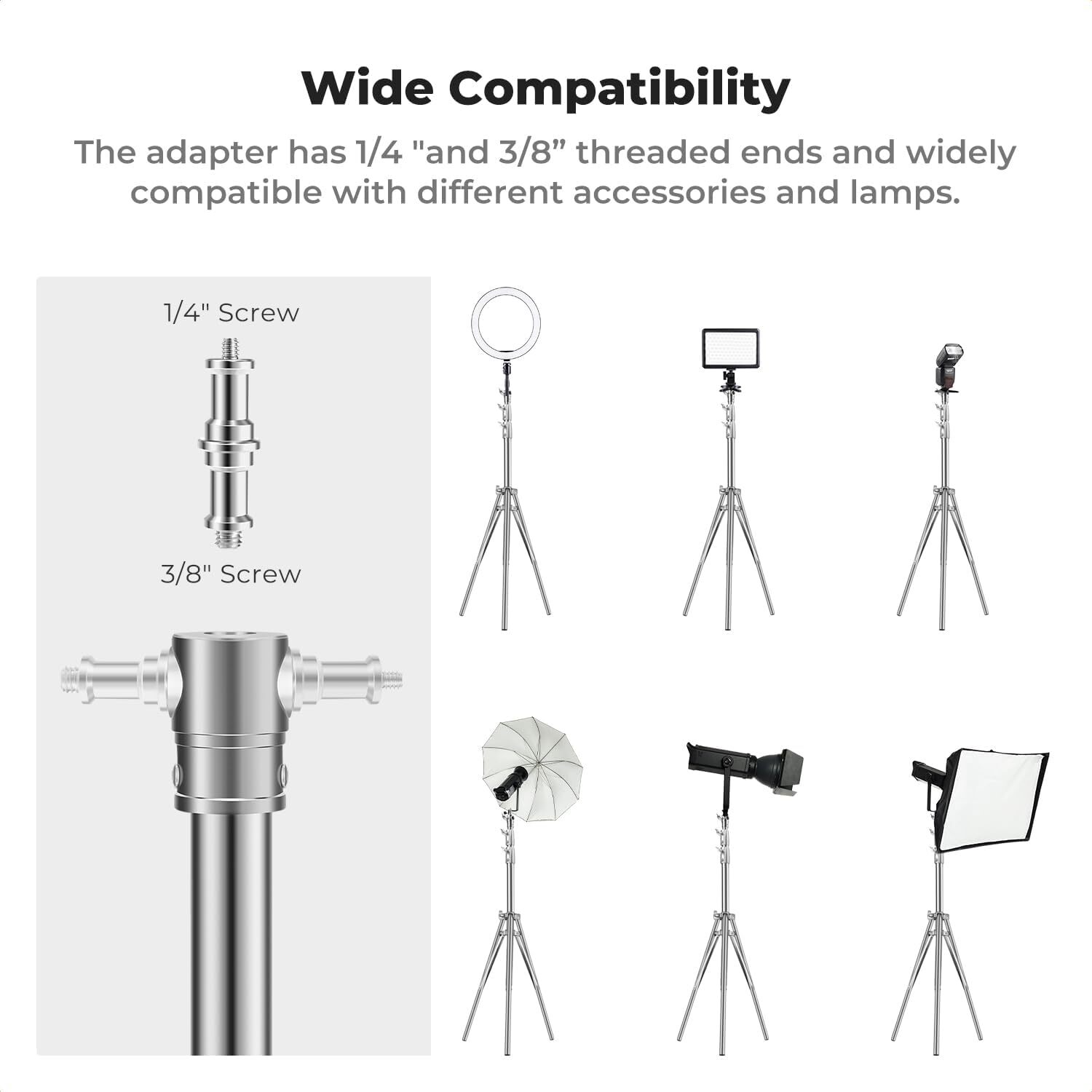 K&F Concept 2.8m Light Stand Stainless Steel Heavy Duty Photography Tripod Stand