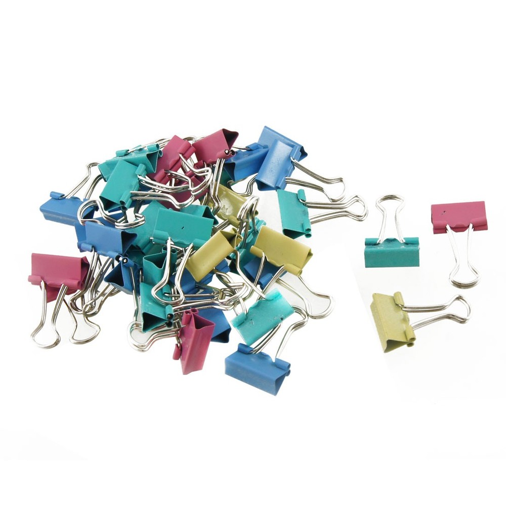 40 Pcs 19mm Spring-Loaded File Organizer Binder Clamp