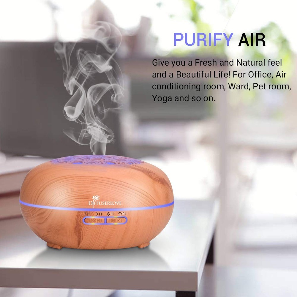 Diffuserlove Essential Oil Diffuser 550ML Remote 8 Piece Set, Yellow