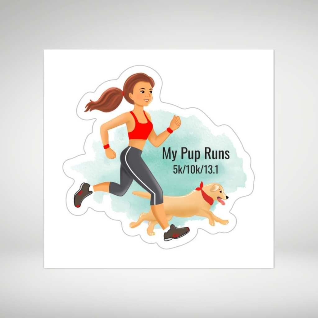 NEW Virtual Race 5k/10k/13.1 Medal, Bib & Sticker - Running with My Dog - MPR