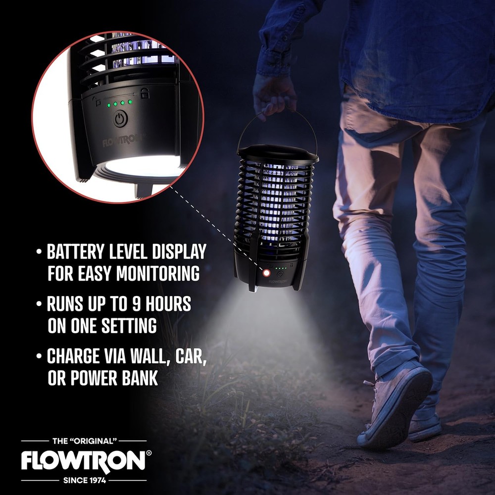 Flowtron Rechargeable Bug Zapper, 2150 Sq Ft with LED Light