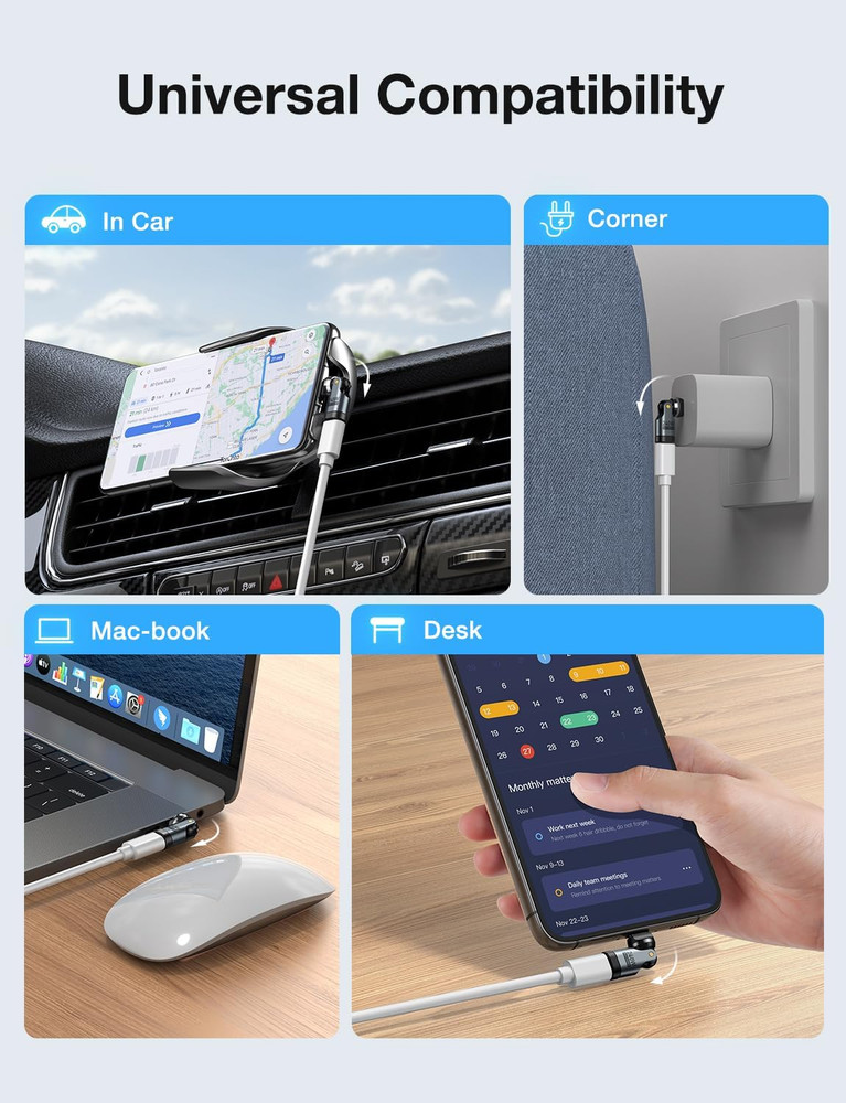 USB C Adapter [2-Pack], PD 240W USB C 90 Degree Adapter, USB Type C Right Angle