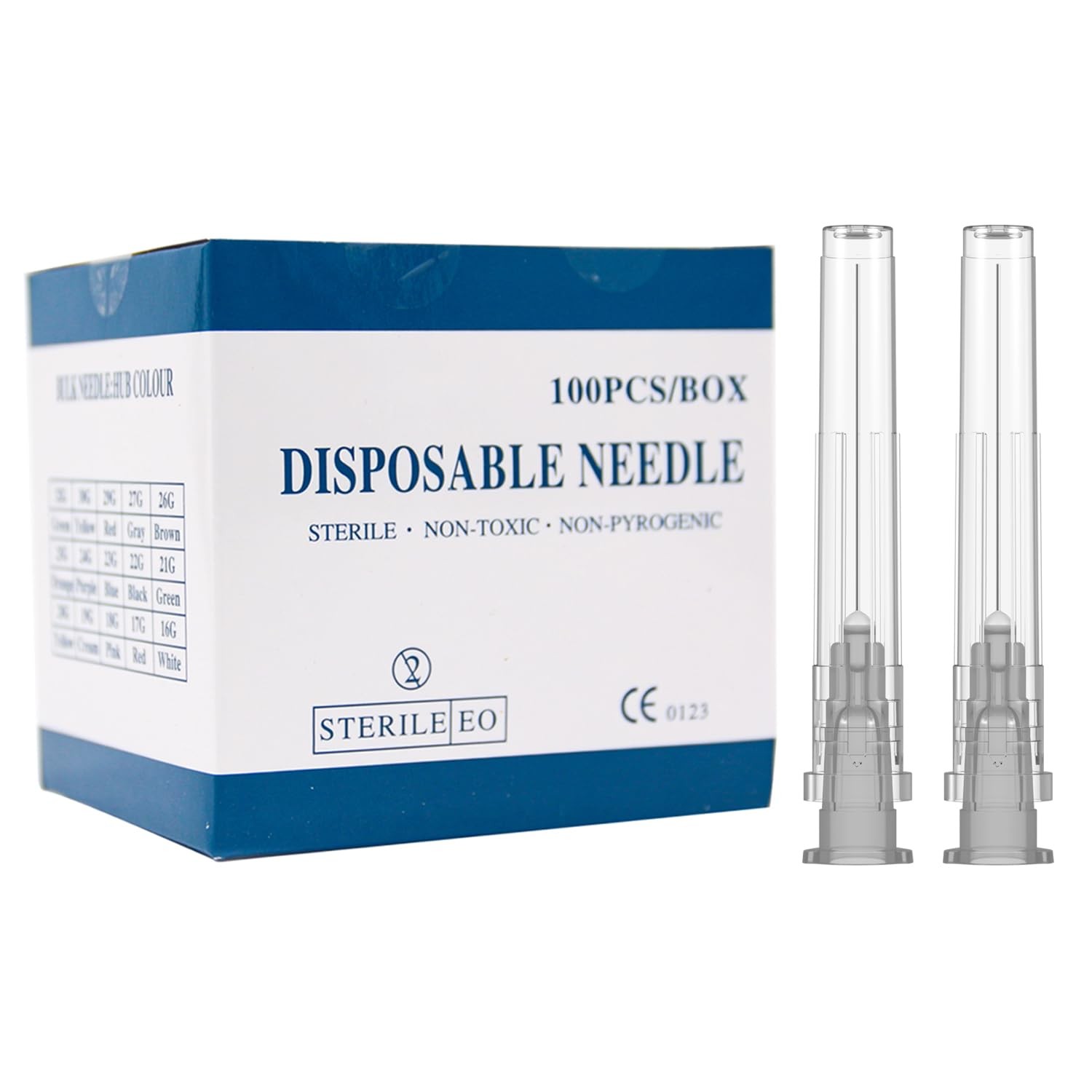 27 Gauge 1 Inch Needle,100 Pcs Luer Lock Needles,Individually 27G-1 IN 25mm