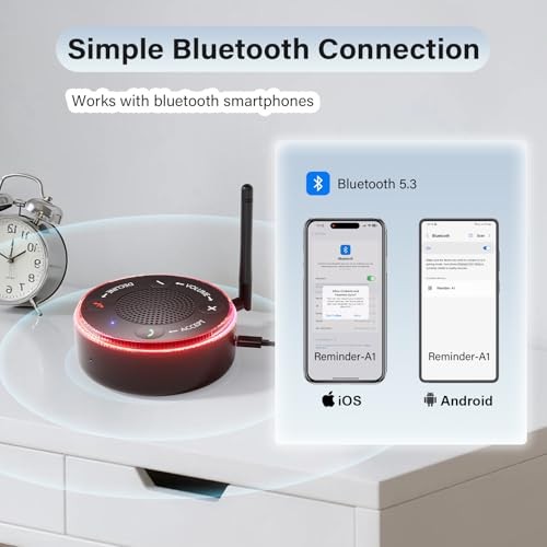 Cell Phone Ringer, Amplifier & Flasher 164ft Bluetooth Range, 116dB External