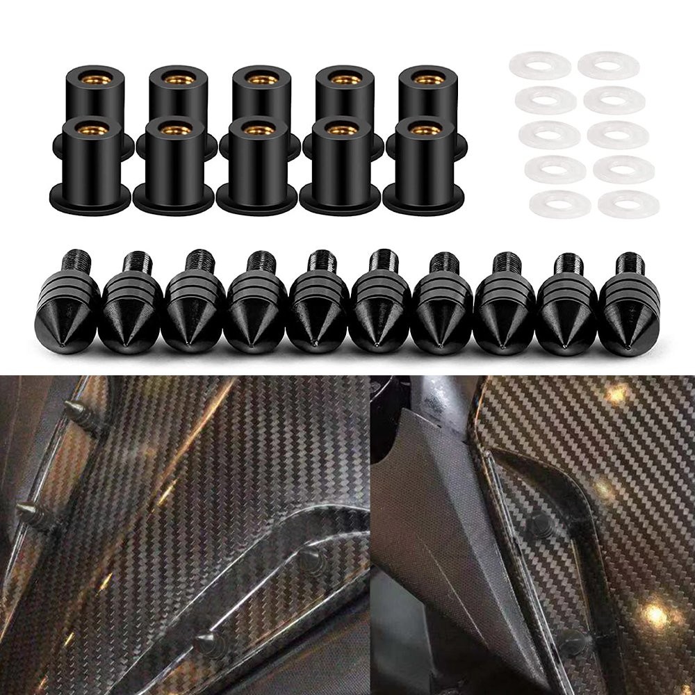 Windscreen Windshield Motorcycle Black SPIKE Bolt Kit Wind Screen Bolts Screws