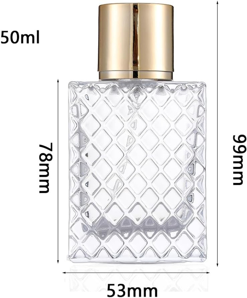 50ML /1.7OZ Transparent Atomizer Spray Refillable Perfume Bottle, Portable Squar
