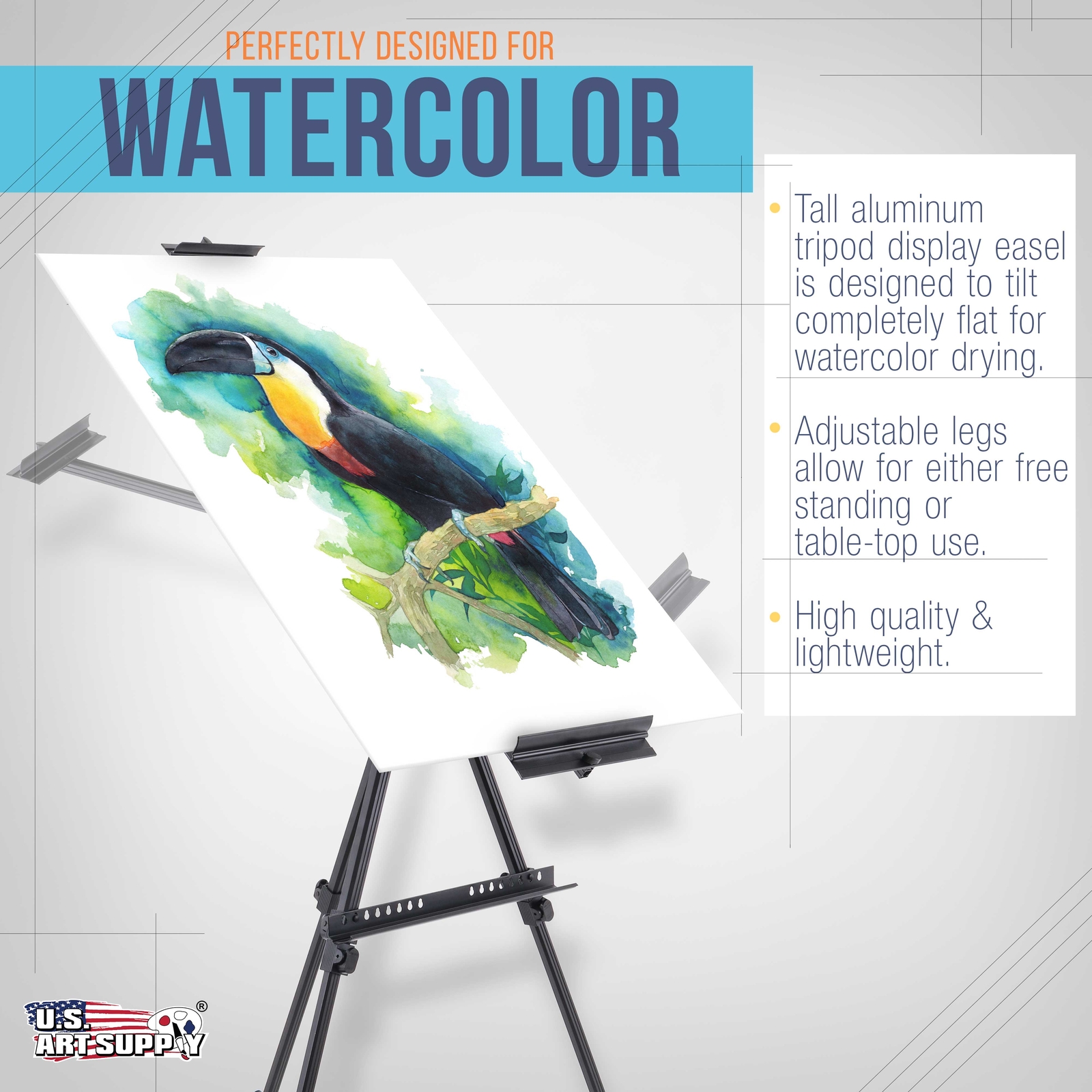 80" Aluminum Artist Watercolor Field Display Easel, Floor, Tabletop Tripod Stand